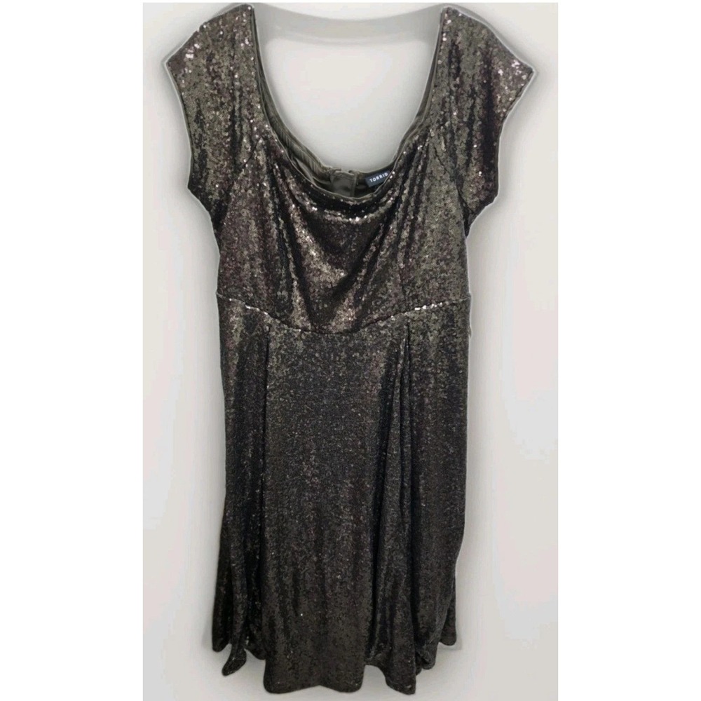 Torrid Gunmetal Sequin Off The Shoulder Skater Dress Size 20 NWT 14125353